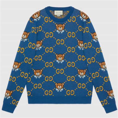 gucci bear sweater blue|Gucci Sweater for Women .